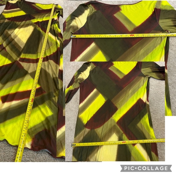 Zara lime green burgundy Open Back Maxi Dress multicolor abstract print XL NWT - Picture 9 of 11
